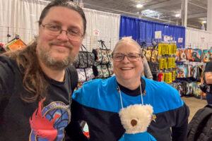 FCAPT Randy Mitson and RADM Darlene Fairweather representing STARFLEET in uniform.